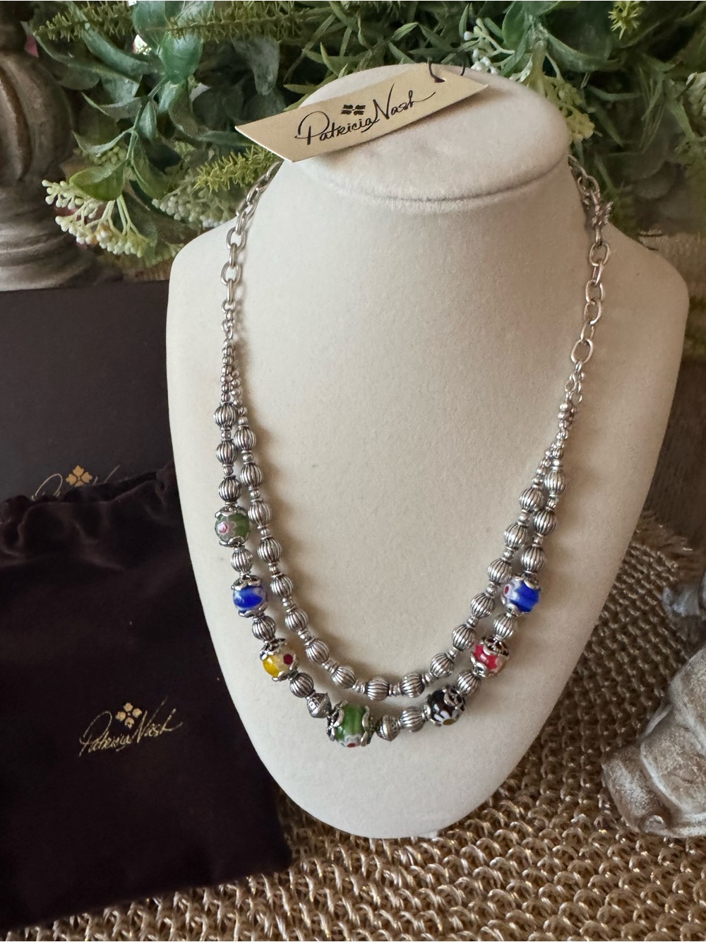 NWT Patricia Nash Silver Necklace World Beads & Earrings SET w/ Dusty  PICK ONE - Picture 2 of 6